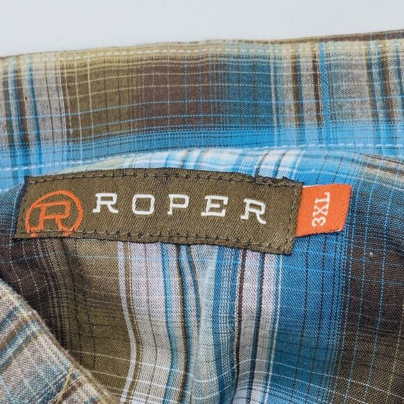 ROPER Embroidered Shirt Aztec Western Rodeo Pearl Snap Smile Pocket Mens Sz 3XL - Picture 8 of 8